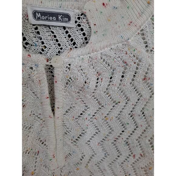 Vintage Mariea Kim Loose Knit White Long Sleeve Sweater - Picture 3 of 7